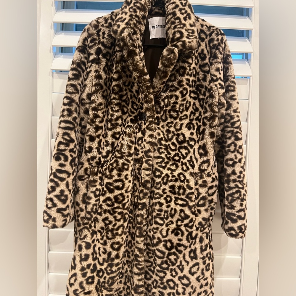 BB DAKOTA CHEETAH FUR LONG TRENCH
